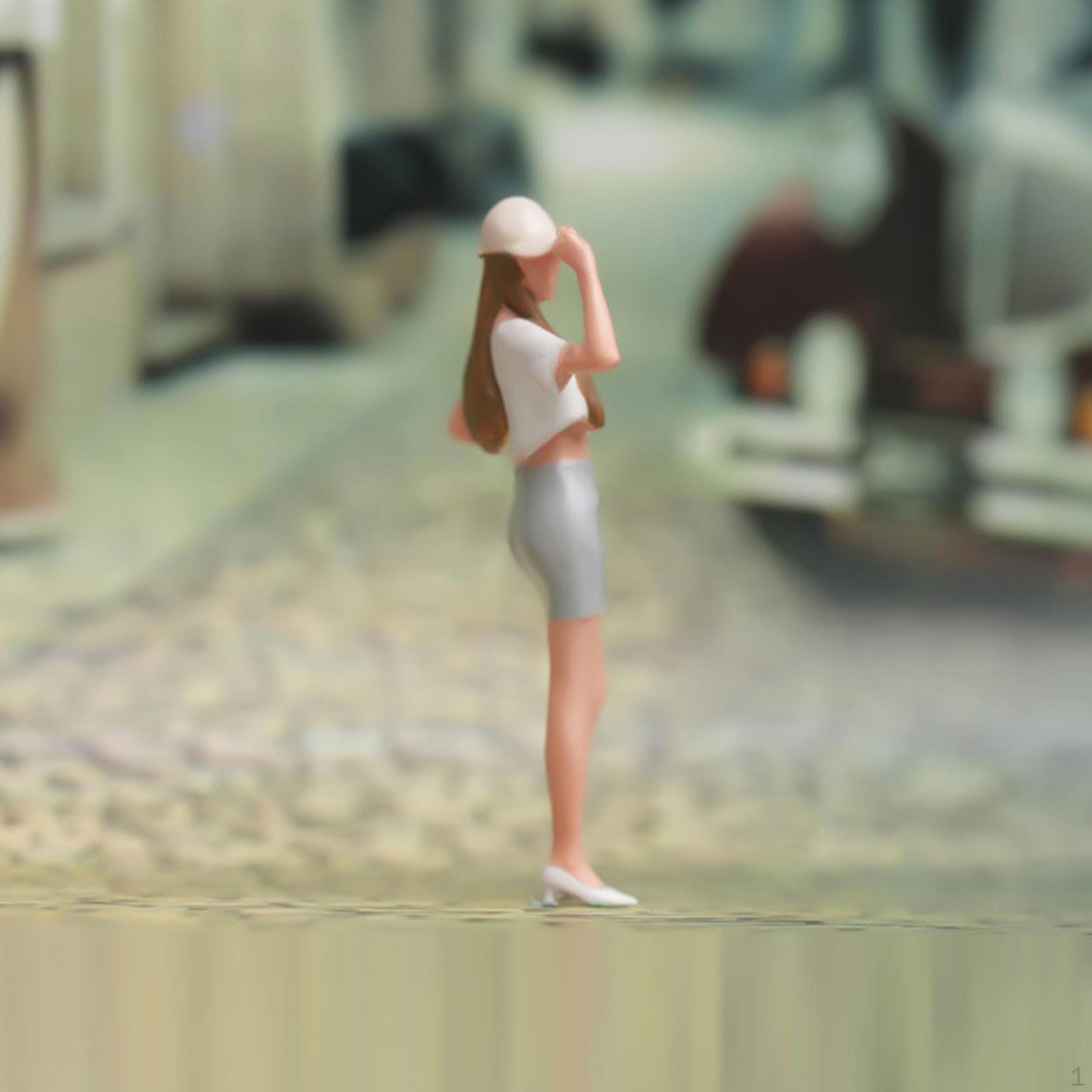 

1:64 Scale Hat Girl Figure Miniature Scene Model Painted Display Realistic DIY Desk Decoration Tiny