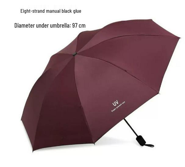 Thickened Black Glue Manual Folding Umbrella: Sun & Rain Protection for Men
