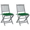 VidaXL Set of 2 Outdoor Folding Chairs with Cushions, Patio Seats, Dining Chairs, Patio Furniture 3064556