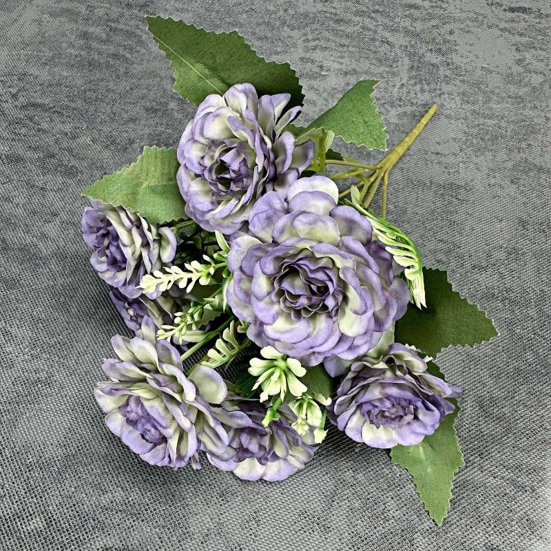 Simulated 7-head Hibiscus Rose Bouquet for Home Decoration, Wedding Scene Arrangement, Handcrafted Artificial Flower Ornaments