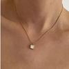 Niche Design Minimalist White Shell Square Pendant Necklace with 18K Gold-Plated Titanium Steel and Round Snake Chain