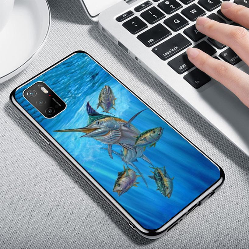 Offshore Angling Fishing Fish Rod Phone Case For Xiaomi Poco X7 X6 X5 Pro F7 Ultra Redmi 15C 15 13C 13 12C 12 10 10A 10C 9 9A 9C
