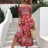 Summer Vintage Vacation Travel One-Neck Printed Dress