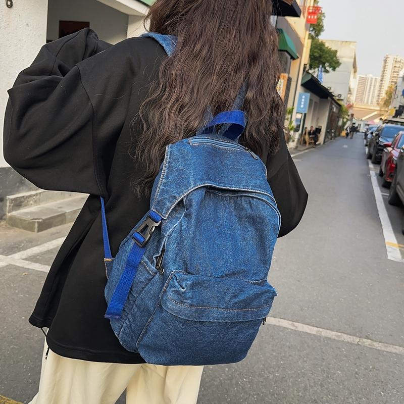 Sac à Dos Jean Femme CHJAN - 30x28.5x13cm - Grande Capacité - Style Décontracté
