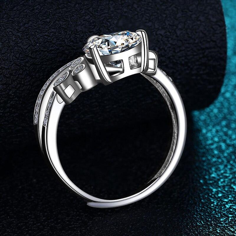 2ct D Color Moissanite Ring For Women 925 Sliver Plated White Gold Wedding Band Eternity Engagement Rings Fine Jewelry