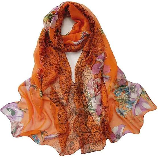Pokeedioty Scarfs for Women Lightweight Fashion Floral Pattern Sheer Scarfs Shawl Wrap Scarves