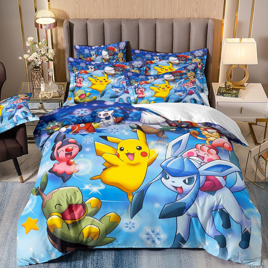 Cette Anime Pokemon Collections de Linge de LitPikachu Housse de Couette Collection EnfantsDécoration de ChambreAvec Taie d'OreillerPlusieurs Tailles