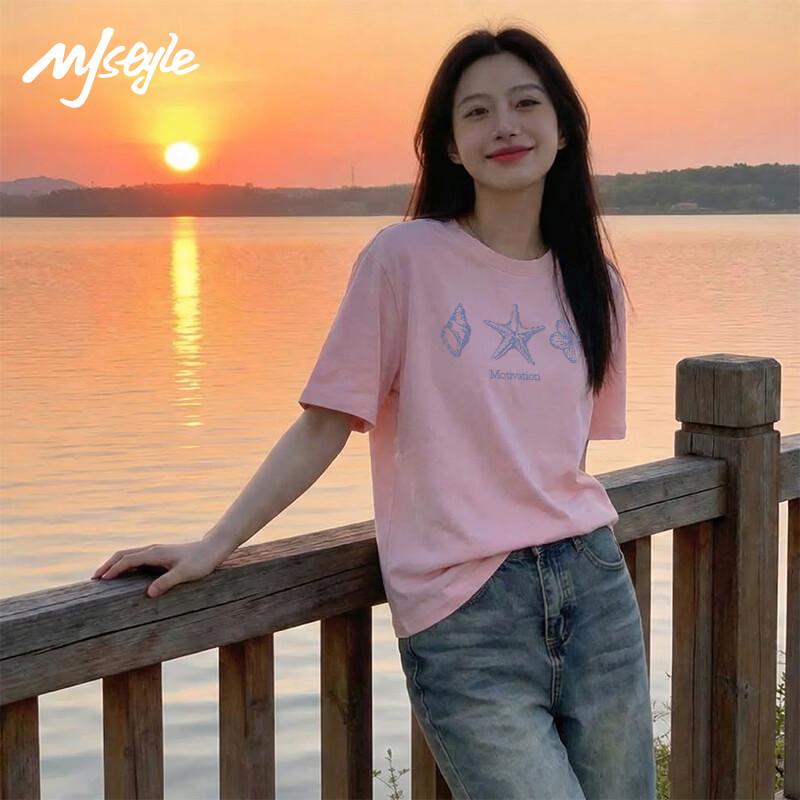 MJ STYLE Women's Starfish Graffiti Short Sleeve T-Shirt