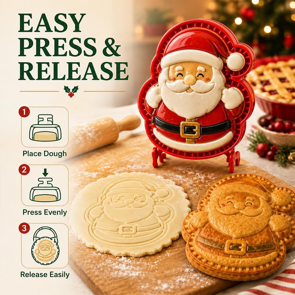 Christmas Mini Pie Maker with One-Press Hand Pie Cookie Mould Set Festive Baking Press for Pastry Dough Shaping Holiday Dessert Maker
