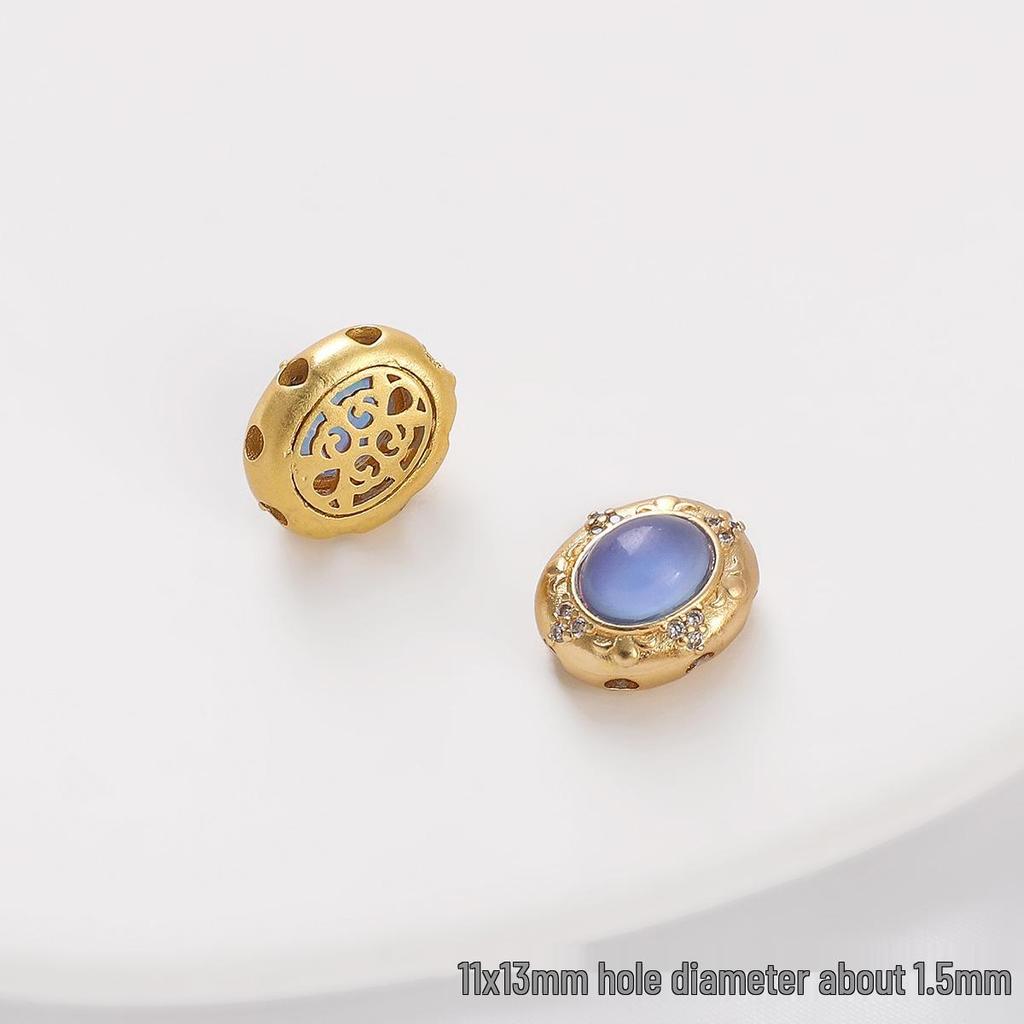 Pozlacené prolamované korálky s kočičím okem a imitací nefritu pro výrobu šperků DIY