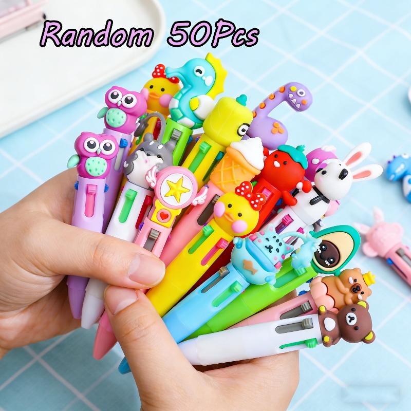 

4Pcs Cute Cartoon 4Color Ballpoint Pens Multi-color Press Pen for School Student Writing Supplies Stationery Gift Random style 4Pcs
