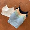 Frauen Crop Tops Sexy Einfarbig Leibchen Eis Seide Rohr Top Nahtlose Sport Tank Top Drahtlose Unterwäsche Gepolsterter Bh Bralette weste