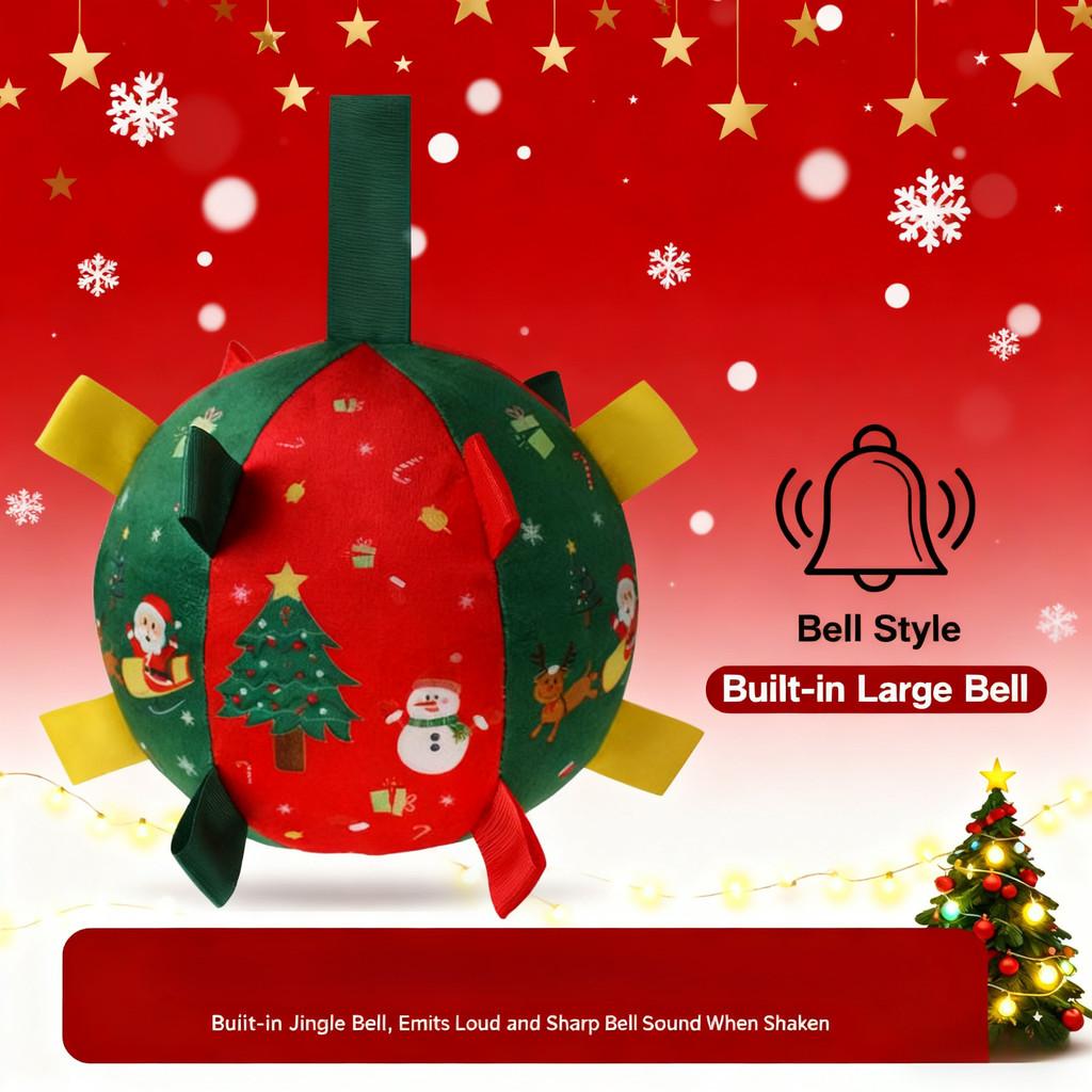 

Рождественский шар Игрушка для собаки Рождественский интерактивный мяч Встроенный колокольчик Плюшевая игрушка Рисунок Рождественской елки Снеговика Игрушка для тренировки питомца Усиливает праздничную атмосферу