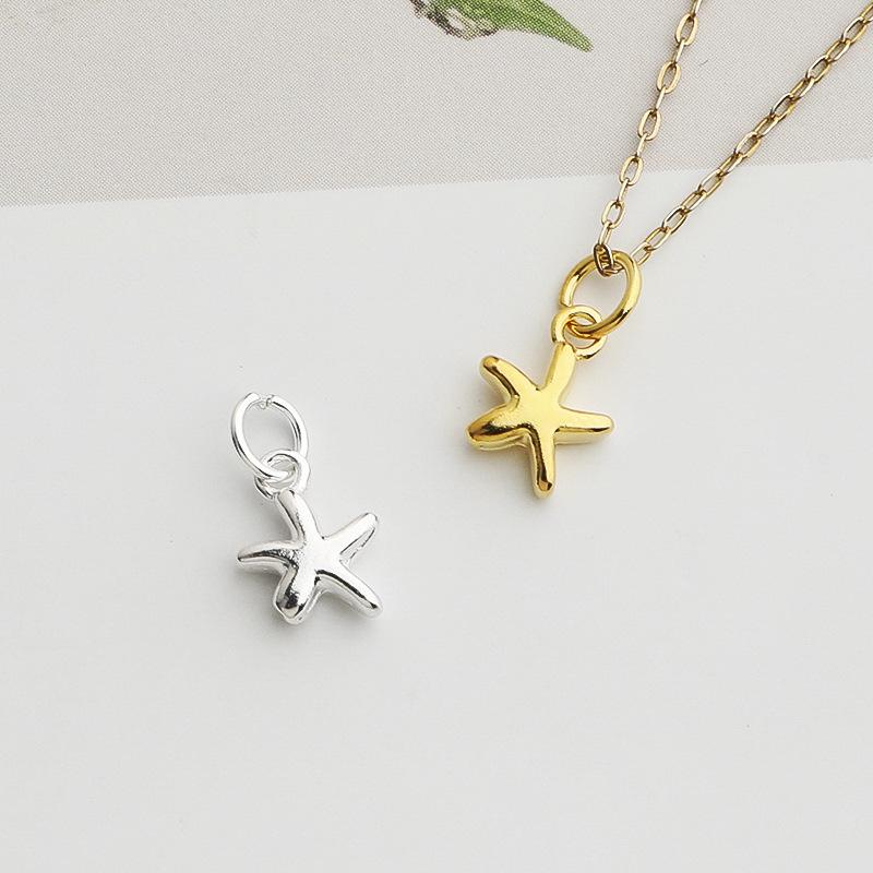 Gold-Plated Sterling Silver Starfish Pendant for DIY Beaded Jewelry