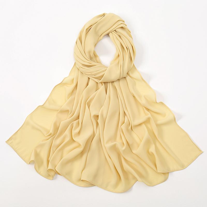 Women Heavy Chiffon Hijab Scarf Premium Chiffon Muslim Hijabs Plain Good Stitching Maxi Wrap Solid Color Musulman Femme Shawls