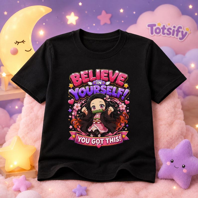 Nezuko Believe In Yourself Tee | Chibi Anime Motivational Kids T-Shirt 110