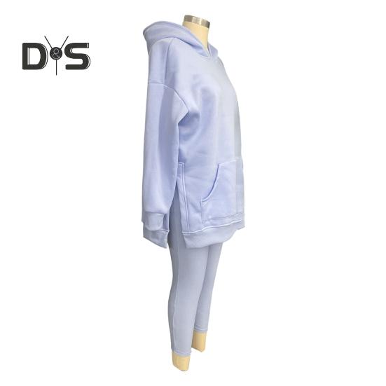 2 ks/sada Dámská souprava top a kalhoty Mikina s kapucí Dlouhý rukáv Lem s rozparky Mikina Stahovací pas Slim fit Kalhoty Sportovní fitness tepláková souprava Ležérní domácí oblečení Školní outfit