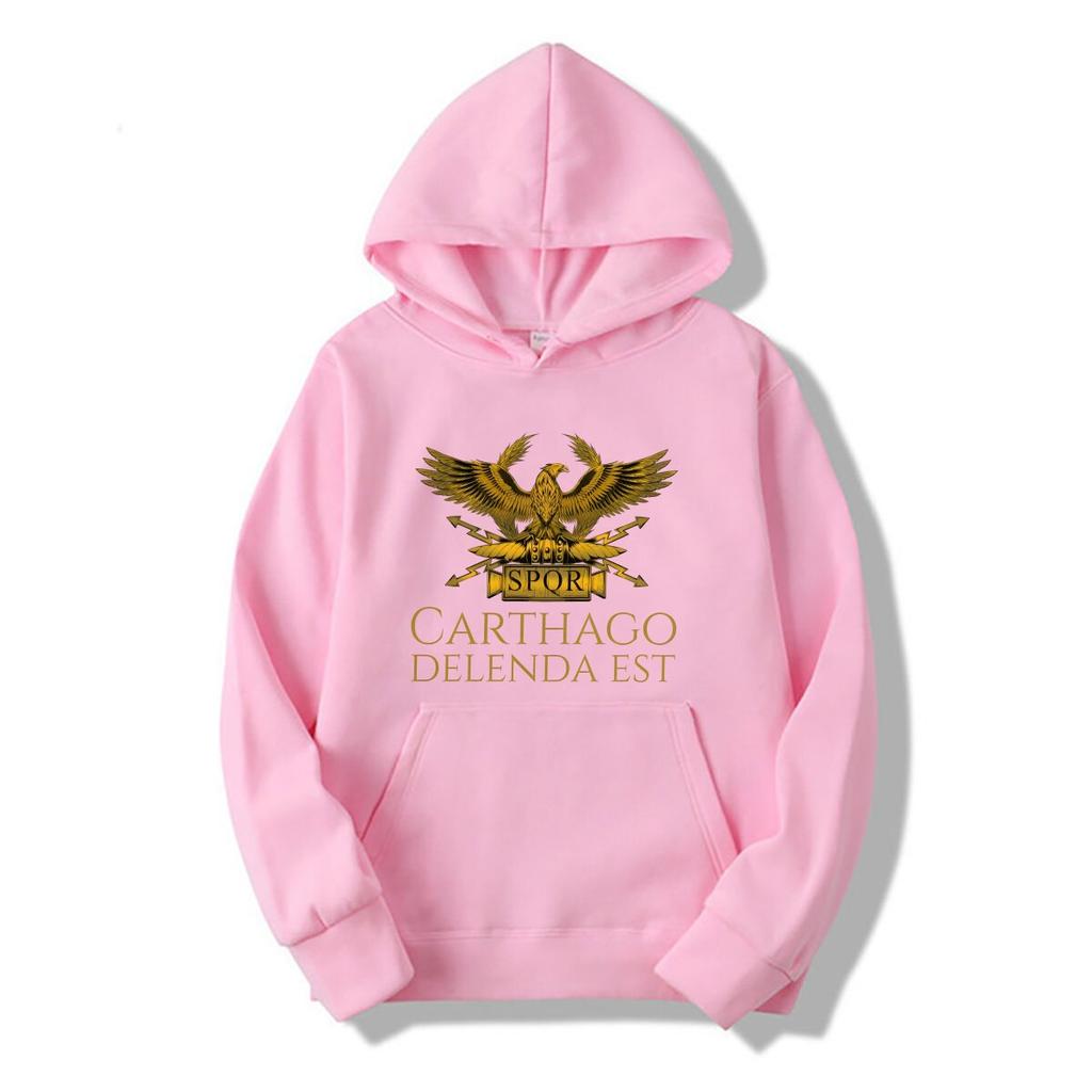 Ancient Classical Roman History Carthago Delenda Est Latin  Sleeve SPQR Hoodies Imperial Golden Eagle Hoodies