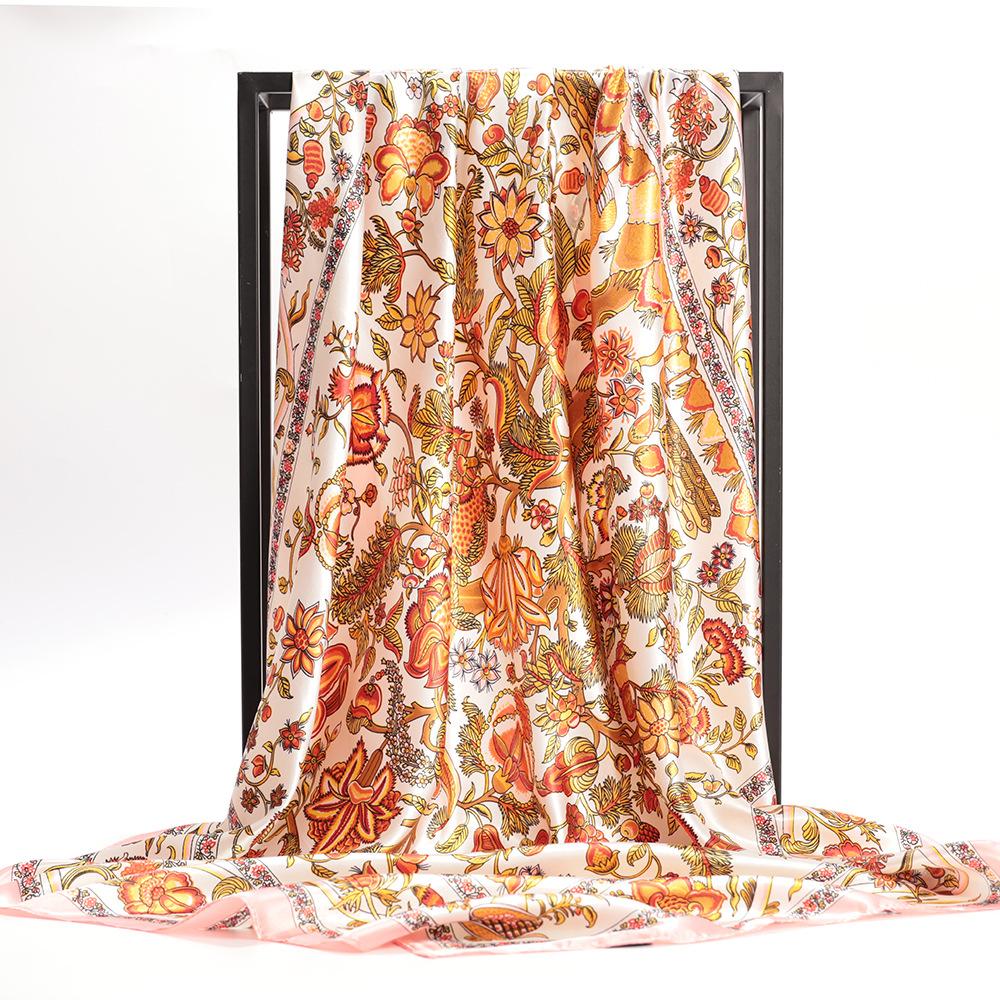 

Высококачественные роскошные шелковые шарфы, повязка на голову, шарфы, шейный шарф для женщин, шелковый шарф с цепочкой, женская декоративная шаль 90*90cm