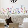 Flowers Vines Wall Decals, Removable Green Plants Leaves Peel and Stick Wall Stickers, Elegant Floral Art Mural Wallpaper