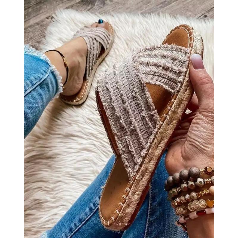 

Wish женские летние новые джинсовые шлепанцы на плоской подошве с открытым носком и подошвой из пеньковой веревки, шлепанцы на одно слово 35 серый