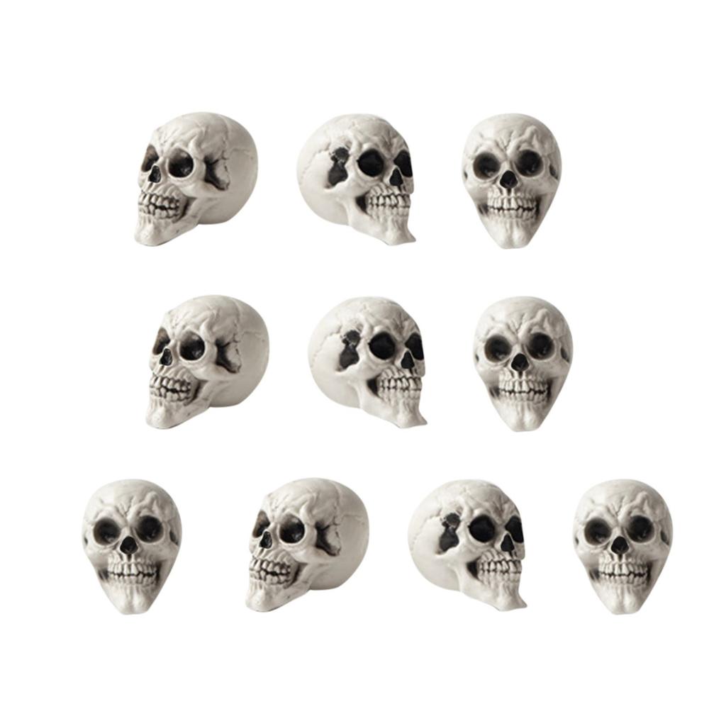 10 Pcs Halloween Decors Realistic Looking Skulls Gothic Style Human Skeleton Head Decorations For Haunted House Party Holiday