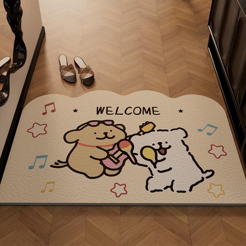 Entry Door Floor Mat Cartoon Door Entry Household Silk Ring Foot Mat Door Dust Removal Advanced Sense Dirt-Resistant Non-Slip Pvc Floor Mat
