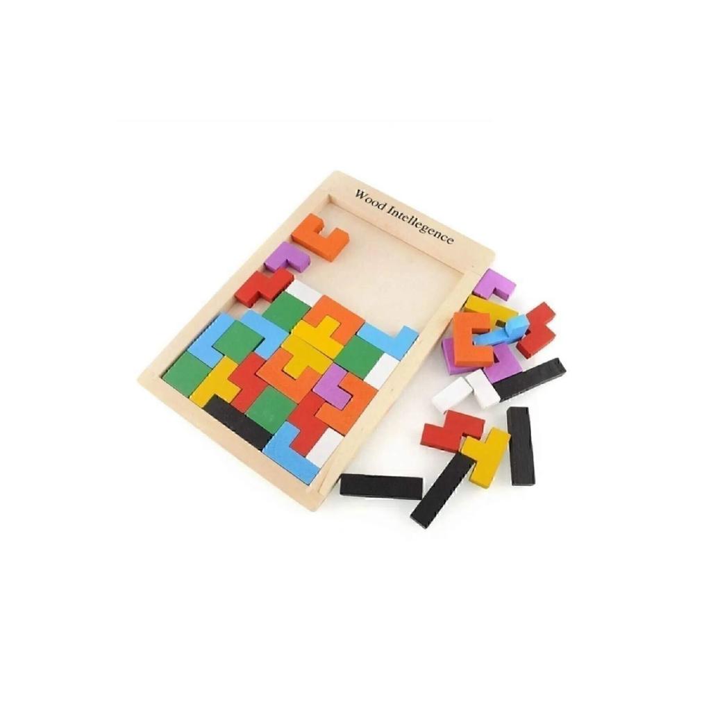 Bloc Tetris din lemn Puzzle jucărie inteligentă Jucărie pentru dezvoltarea abilităților Montessori