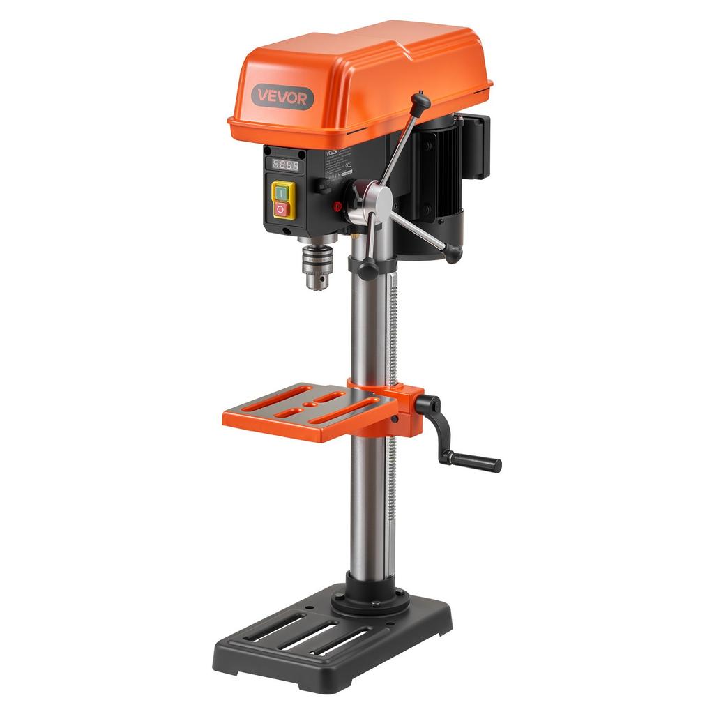 VEVOR 254 mm Benchtop Drill Press, 400W, Bench Drill Press, 440 to 2600 RPM Variable Speed, 0-45 degrees Tilting Worktable