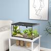 Raised Reptile Terrarium with Lock and Thermometer, Glass and Wire Mesh, 50x30x25 Cm, Black
