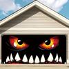 Halloween Monster Face Garage Door Banner, Terrifying Decoration, Polyester, Multi-functional, Autumn Celebration Event