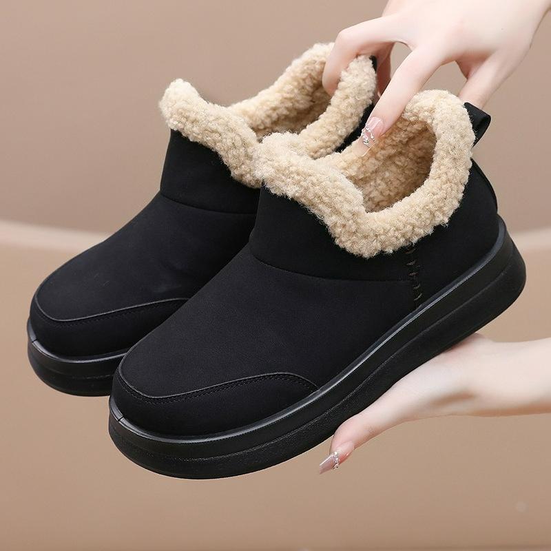 

Женские зимние сапоги Осень и зима Плюс бархатные женские туфли Хлопковые туфли Женские на педали Толстая подошва Модные туфли на платформе EU34/CN35 чёрный