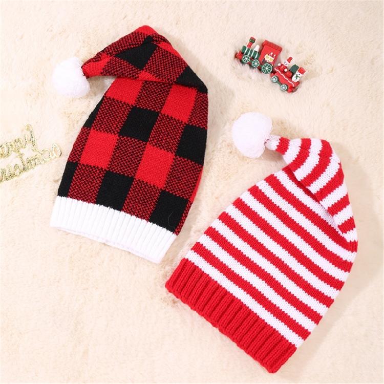 Winter Warmth Elf Hat Knitted Santa Hat for Adult Festival Plaided Hat Christmas Accessory Crochet Hat Holiday Props Hat