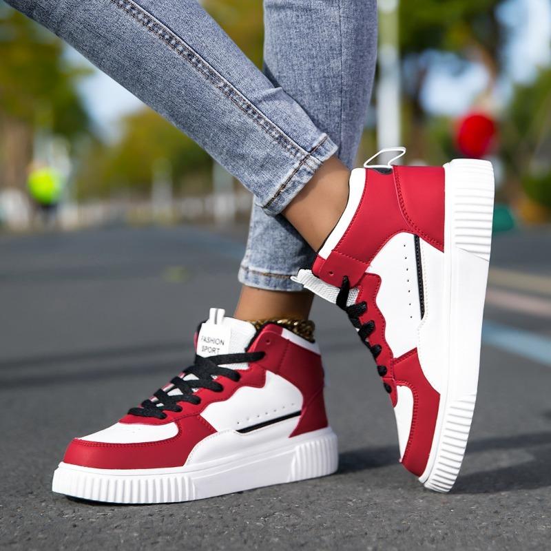 High Top Sneakers Unisex Non Slip Platform Men's Skate Shoes Spring Autumn Casual Leather Skateboard Shoes for Women