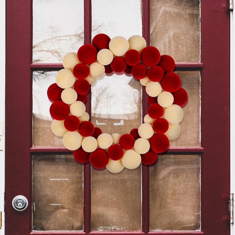 Handmade Ball Wreath Door Hanging Decoration Christmas Wreath For Wall Or Front Door Display Indoor and Outdoor Decoration