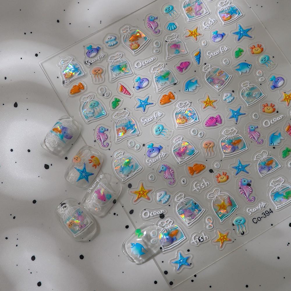 3D Starfish Goldfish Jelly Stickers for Nails, Phones, iPads & Planners