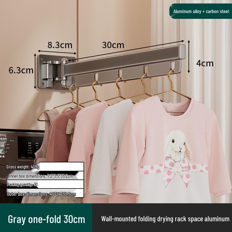 Retractable No-Drill Foldable Clothes Rack for Balcony or Bay Window - Invisible Wall-Mounted Drying Rod, Space-Saving Aluminum Design Without shoe holder