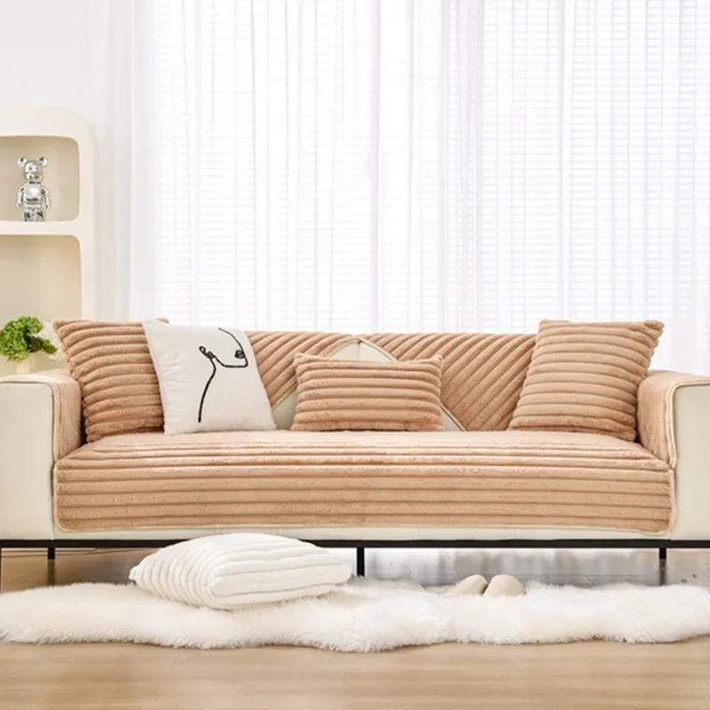 

Утолщенный плюшевый чехол для дивана с изображением кролика, зимний теплый диван, полотенце, подушка для дивана, однотонный нескользящий коврик для дивана для гостиной, домашний декор A 70x70