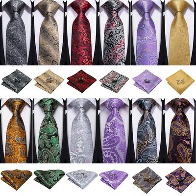 Pánská svatební kravata Paisley Silk Tie Business Wedding Manžetové knoflíčky
