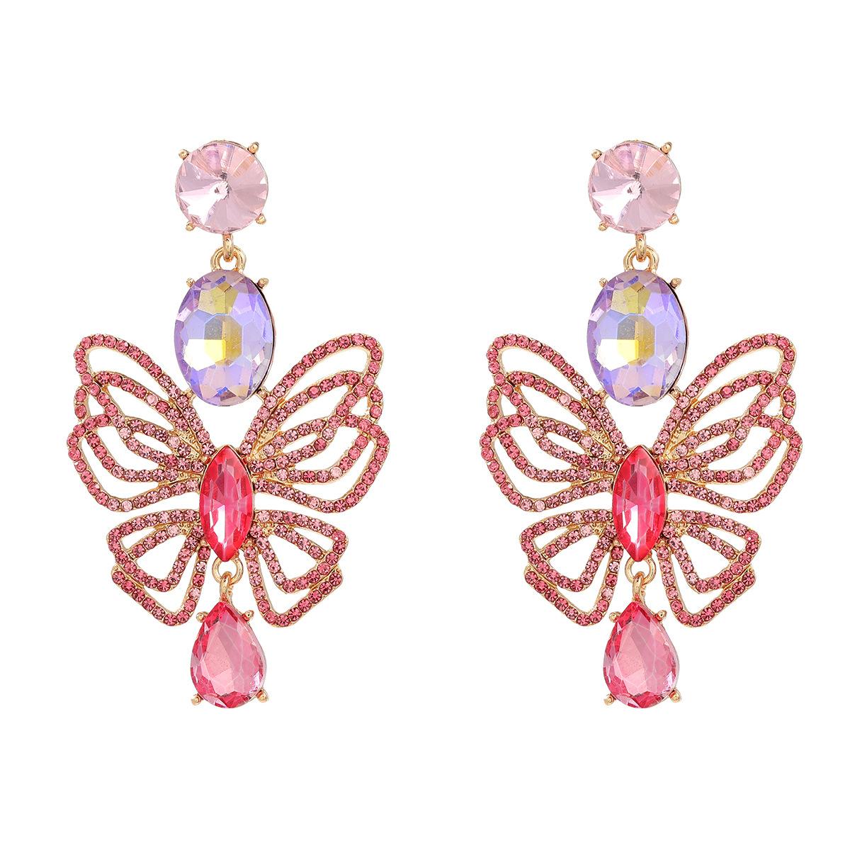 

Висячие серьги для женщин Бабочка Стеклянная невеста Свадебные украшения Аксессуары розовый