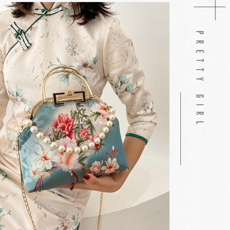 New Wedding Bags Beads Flowers Vintage Bag Shell Lock Hand Bags Women Shoulder Crossbody Bag Chain Fringe Women's Handbags
