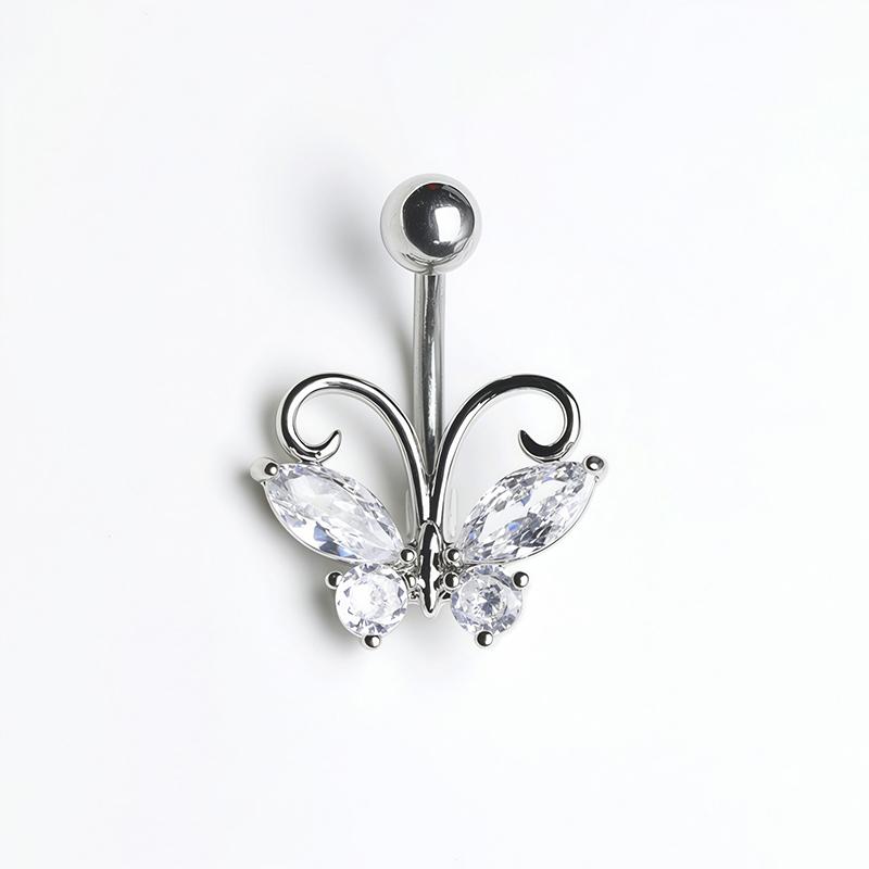 Butterfly Belly Button Ring Navel Rings Zircon Umbilical Ring Hypoallergenic Tummy Ring Piercing