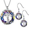 Silver Set of Earrings with a Necklace Tree of Life - Gift for Birthday, Name Day - Vitrail Medium Silver 925
