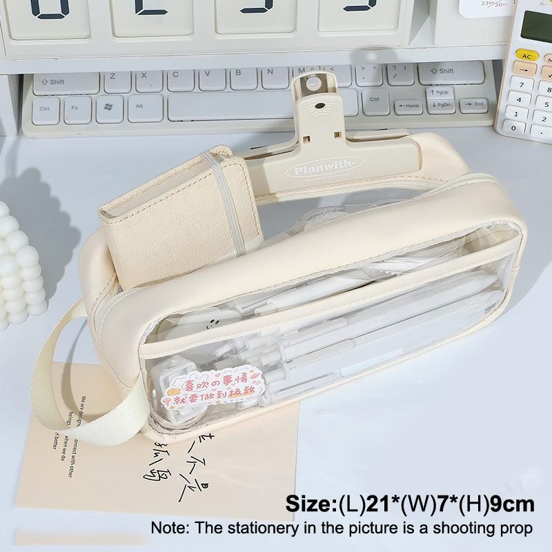 

Прозрачная сумка-карандаш большой емкости, эстетические школьные чехлы, кавайная сумка-держатель для канцелярских принадлежностей, чехол для ручек, школьные принадлежности для студентов белый