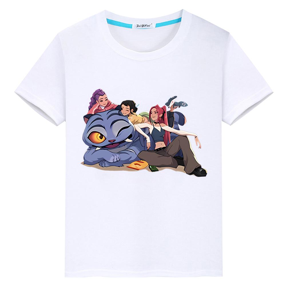 

футболка для детей мальчик 10 лет kpop охотники на демонов детская Принт 100% хлопок Милые футболки аниме Топы Каваи Короткая y2k one piece одежда для девочки 140