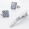 3Pcs/set  Men's Casual Cufflinks and Tie Clips Set with Round Cufflinks and Tie Clips