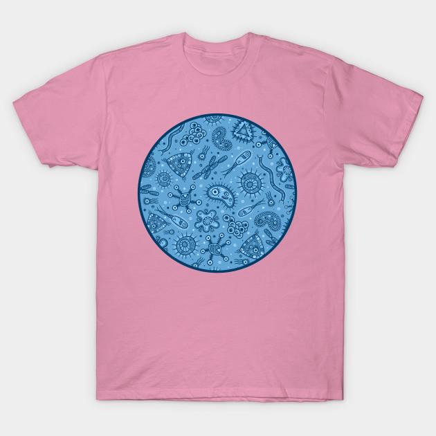 T Shirt Women Through The Microscope Blue Harajuku Print Kawaii Tshirt Summer Short Sleeve Female T-Shirt Top Tee