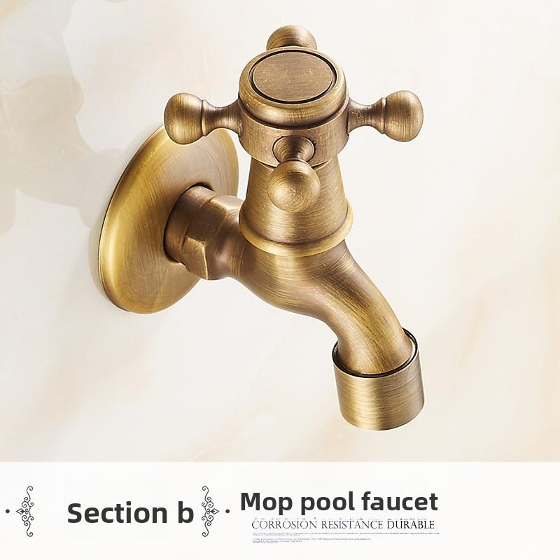 

Bronze Washing Machine Crane Decorative Outdoor Faucet Vintage Garden Bibcock Tap Wall Mounted Mop Copper