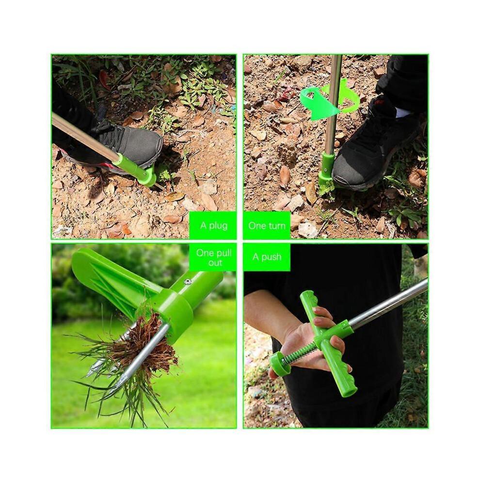 Effortless Stand-Up Weeder, Long Handle Weed Puller with 3 Steel Claws, Garden Lawn Root Remover Weeding Tool