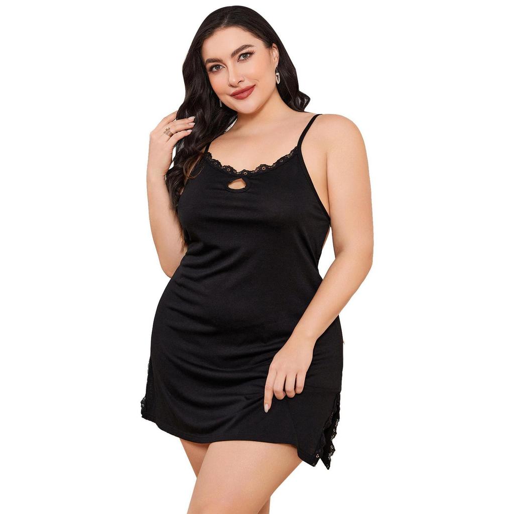 Pijama Tamanho Grande Verão Sexy Halter Camisola Roupa de Casa Feminina
